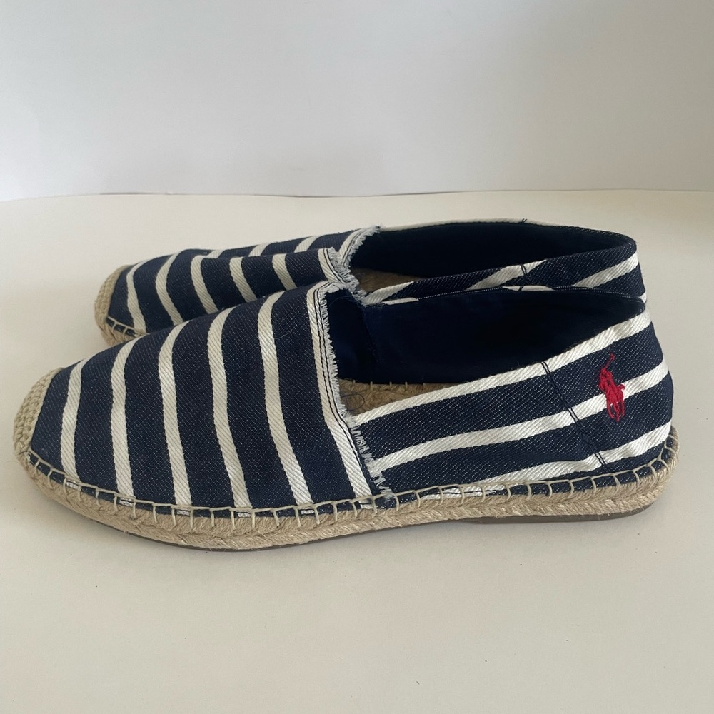 Polo Ralph Lauren Navy and White Striped Espadrilles